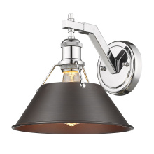 Golden 3306-1W CH-RBZ - Yep by Golden Lighting Orwell 1-light Wall Sconce in Chrome and Rubbed Bronze shade